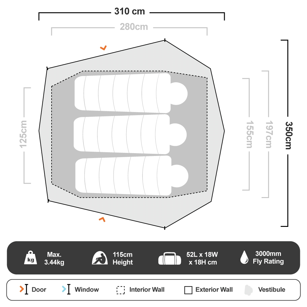 Howqua 3 Hiking Tent 10 Howqua 3 Hiking Tent - Image 8