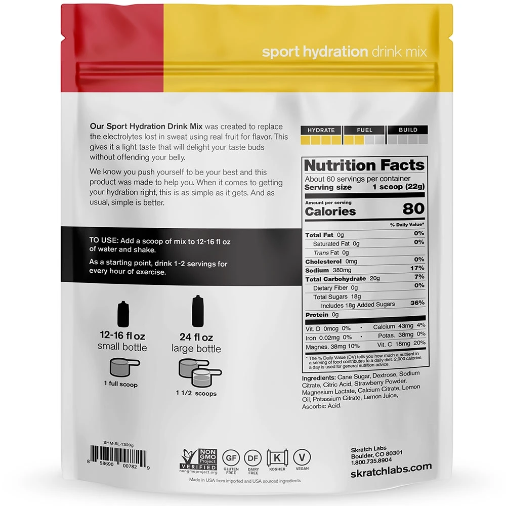 Skratch Labs Hydration Drink Mix 440g Strawberry Lemonade 20 Serve 5 Skratch Labs Hydration Drink Mix 440g Strawberry Lemonade 20 Serve - Image 3