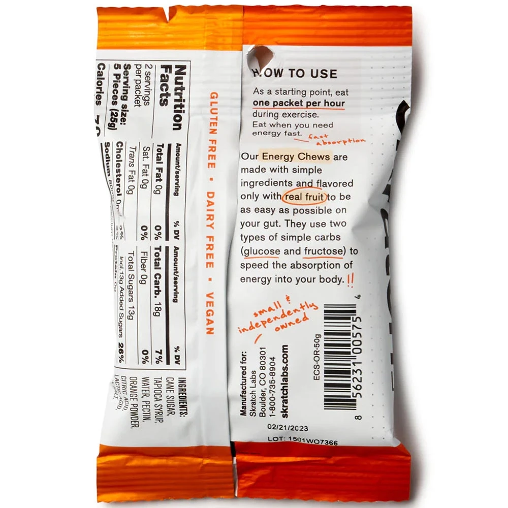 Skratch Labs Energy Chews Sport Fuel 50g Orange 5 Skratch Labs Energy Chews Sport Fuel 50g Orange - Image 3